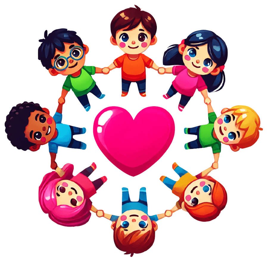 手を繋いで輪になっているイラスト